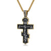 KOMI Cross Necklace for Men Vintage Silver Gold Stainless Steel Orthodox Cross Pendant Necklace for Men Boys Faith Prayer Gifts