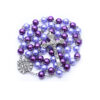 2024 Komi Catholic Two Colors Purple Pearl Beads Rosary Jewelry Para Rosarios Cross Pendant Necklace