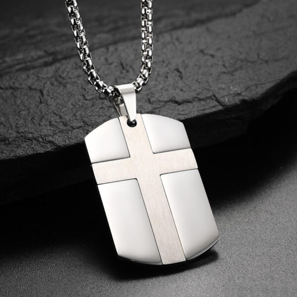 KOMI Stainless Steel Cross Necklace for Men Women Jewelry Gold Dog-Tags Tags Cross Pendant Necklace for Boys Girls Gift