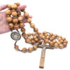 Decorative Pine Bead Hanging Wall Cross Rosary Necklace Decorated Cross Wall Rosary