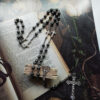 Komi Whosale Religious Jewelry 6mm Hematite Rosary Beads Cross Pendant Necklaces