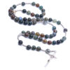 Komi Hot Religious Natural Stone Catholic Rosary Agate Beads Religious Prayer Christian Crucifix Cross Necklace Chain