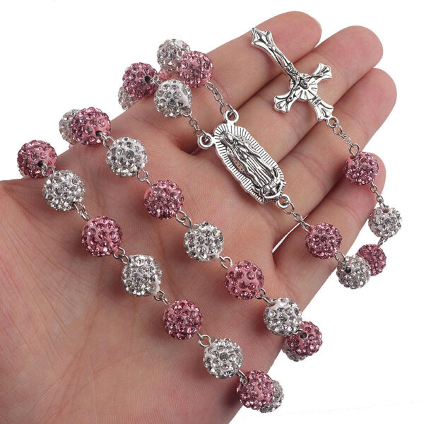 e0d9e131ea46325dc053b38aad1f7e95_Hade8865b3bcf4542828d4cd14cb00a34N_avif=close&webp=close KOMI Rosary Necklace High Quality Polymer Clay Diamond Ball Necklace AB Diamond d Rosary Necklace Wholesale for Women