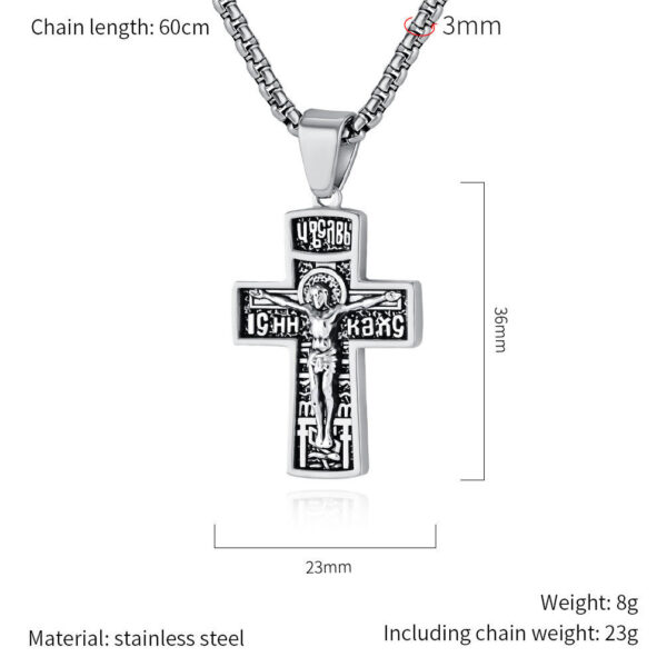 KOMI Religious Cross Necklace for Men Silver Gold Stainless Steel Crucifix Cross Pendant Necklace for Men Women Box Chain 24Inch