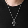 KOMI Fashion Black Diamond Cross Pendant Necklace Personalized Hiphop Punk Jewelry Stainless Steel Long Sweater Chain Necklaces