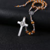 Komi Wooden Rosary Necklaces High Quality Good Wood Beads Rosary Necklace Cross Pendants Christ Jesus Religious Pray Jewelry
