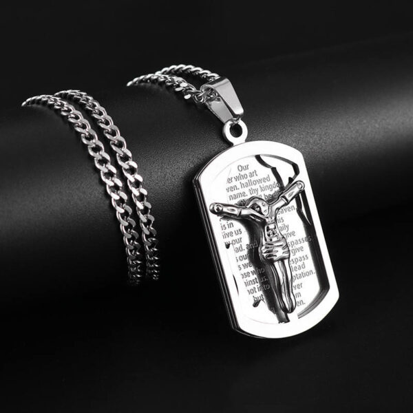 KOMI Religious Men Cross Necklace 18K Gold Plated Stainless Steel Faith Bible Prayer Crucifix Cross Pendant Necklace for Men