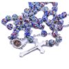 2024 Komi Wholesale Religious Church Gift Colored Diamond Polymer Clay Beads Cross Pendant Rosary Necklace