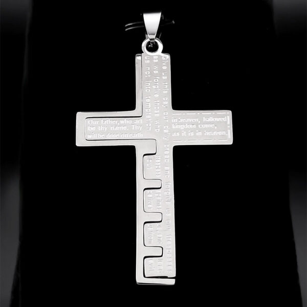 Komi Men's Cross Necklace Stainless Steel Gold Silver Black Bible Prayer Necklace