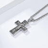 KOMI Religious Cross Necklace for Men Silver Gold Stainless Steel Crucifix Cross Pendant Necklace for Men Women Box Chain 24Inch