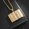 KOMI Religious Holy Bible Book Pendant Necklace for Women Gold Plated Stainless Steel Rhinestone Holy Bible Necklaces for Girls