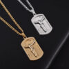 KOMI Religious Men Cross Necklace 18K Gold Plated Stainless Steel Faith Bible Prayer Crucifix Cross Pendant Necklace for Men