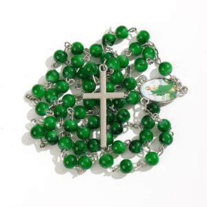 KOMI 6mm Glass Rosary Beads Catholic for Men Rosary Necklace for Religious Prayer Cross Necklaces Glass Beaded Y Necklaces Gifts