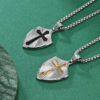 e918209a1ddb3d3c59ad3eca8518cebf_H229d9f18e3ca41c7ababfcc5cc66a6fat_avif=close&webp=close KOMI Mens Cross Necklace Silver Stainless Steel Shield Armor with Black Gold Cross Pendant Necklace for Men Box Chain 24 Inch