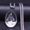 KOMI HipHop Goddess Madonna Medal Twist Chain Necklace 18K Gold Stainless Steel Oval Virgin Mary Pendant Necklaces for Men Gift
