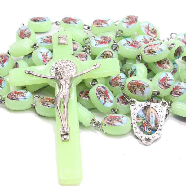 1.59* 2.4cm Large Luminous Plastic Beads Necklace Hanging Wall Decoration Cross Wall Rosary