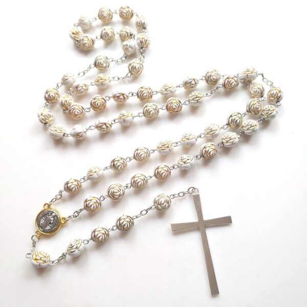 Komi 2023 Hot Sale Gold Rosary Beads Cross Necklaces Religious Prayer Bracelet Jewelry
