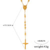 KOMI Gold Beaded Rosary Necklace for Women Stainless Steel Y Necklace Beads Chain Crucifix Cross Pendant Necklaces for Women