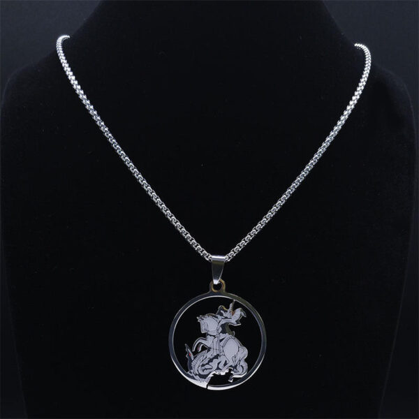 Komi 2023 New Archangel Saint Michael Protects Me Stainless Steel Necklace Holy Shield Protects Men's Necklace