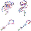 ebf90f2f298636fab58635d7cf0d5e90_He2ef4db522b64c37acca3babd5f2e376Y_avif=close&webp=close KOMI Handmade Cross Pendant Woven Colorful Polymer Clay Beads Rosary Necklace Bracelet for Boys Girls for Children's Prayer