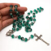2024 Komi Religious Green Crystals Beads Rosary Prayer Jesus Cross Crucifix Pendant Jewelry Necklaces