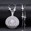 Komi Fashion Large Saint Benedict Cross Stainless Steel Men's Necklace Gold Chain Necklace Jewelry