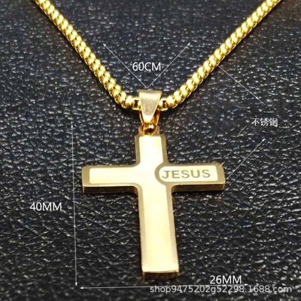 Komi 2023 New Stainless Steel Cross Men's Pendant Necklace Gold Men's Chain Necklace Jewelry Wholesale
