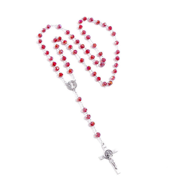 Komi 8 Colors 8mm Crystal Beads Catholic Rosary Necklace Wholesale Religious Cross Necklace Jewelry