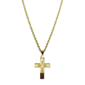 Komi Fashion Large Cross Stainless Steel Men's Necklace Gold Chain Necklace Jewelry