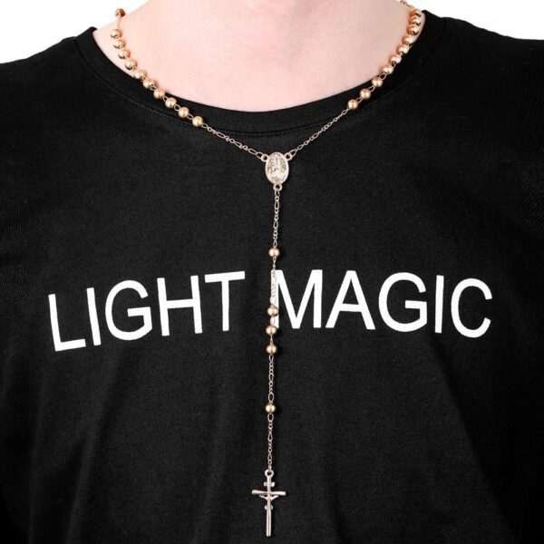 Komi Newest Sweater Choker Jewelry Long Tassel Alloy Beads Cross Pendant Necklaces Gold Plated Rosary Necklace