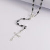 Komi Hot Sell Rosary Black Gallstones Necklaces Jesus Virgin Mary Catholic Religious Rosary Necklace for Pary