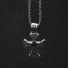 KOMI Fashion Black Diamond Cross Pendant Necklace Personalized Hiphop Punk Jewelry Stainless Steel Long Sweater Chain Necklaces