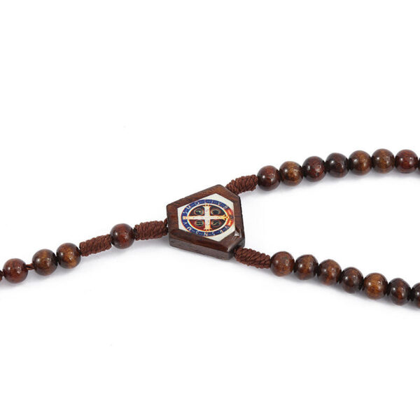Komi Rosary Necklace Natural Wood Bead Cross Necklace Religious Jewelry Wholesale