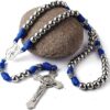 New Braided Rope Stainless Steel Cross Rosary Necklace Religious New Style Jewelry