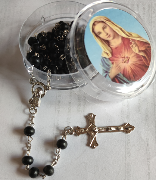 6mm Various Colors (white,blue,pink,black,brown..) of Wooden Beads Virgin Mary Prayer Fragrance Rosary Necklace(Box Pattern Mix)