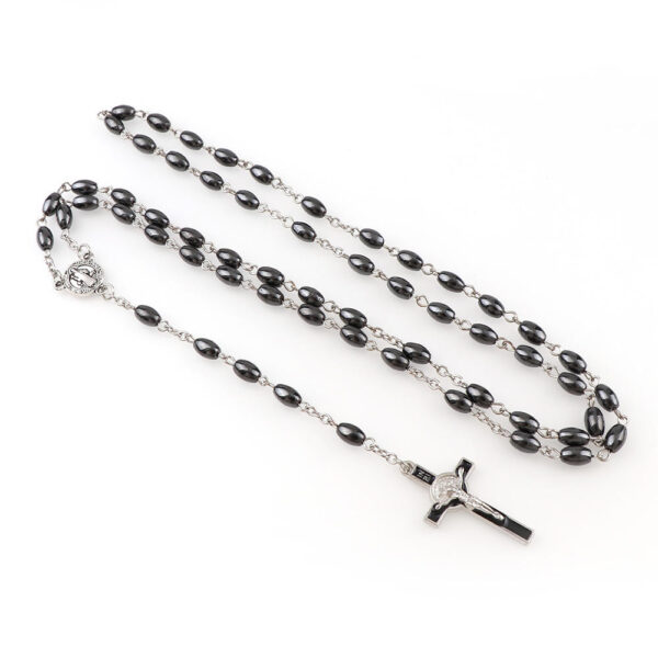 f6ca3246f5120621a45e324b55792699_H7d72d8b941e945d3bd55efce7fa06337j_avif=close&webp=close Oval Hematite Bead Catholic Rosary Pendant Necklace Alloy Cross Jesus Cross Pendant Benedict Connectors Religious Necklaces
