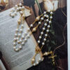 KOMI Flower Pedestal Glass Beads Rosary Benedictine Cross Rosary Beads Religious Rosary Necklaces