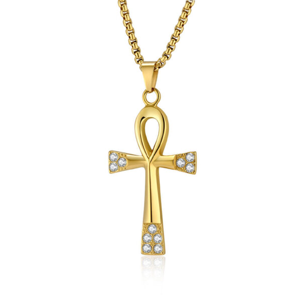 f8fdff3b1c4235e077aa7754dd96b7bb_Hbca0d3980f604ec5b82711b958f46506B_avif=close&webp=close KOMI Mens Cross Necklace Ancient Egyptian Symbol of Life Stainless Steel Ankh Cross Pendant Necklace for Men 24 Inches Box Chain