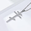 KOMI Cross Necklace for Men Silver Black Gold Orthodox Stainless Steel Cross Pendant Necklace for Men Women Simple Chain 24 Inch
