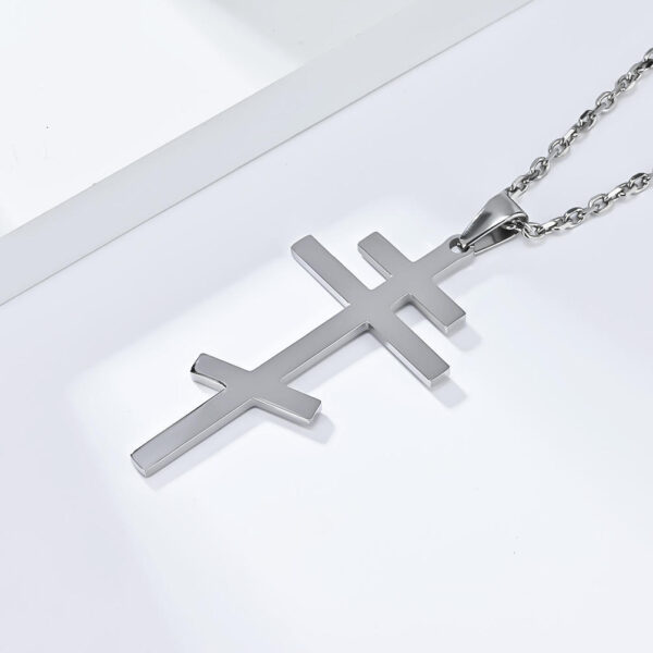 KOMI Cross Necklace for Men Silver Black Gold Orthodox Stainless Steel Cross Pendant Necklace for Men Women Simple Chain 24 Inch