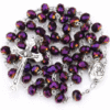 Hot Sell Rosary 8*6mm Glass Cut Face Crystal Jesus Cross Christ Maria Stock Rosary Necklace