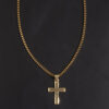 KOMI 18K Gold Plated CZ Cross Pendant Necklaces Stainless Steel Chain Black Cubic Zirconia Cross Necklace for Men Women Gift