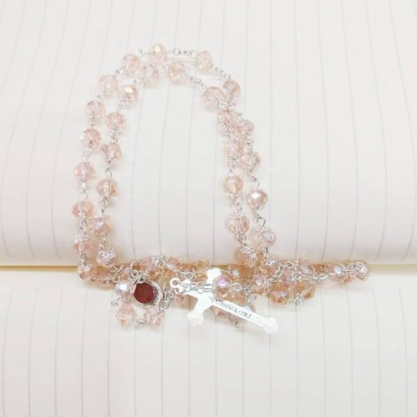 Komi Wholesale Religious Crystal Beads Rosary with Holy Soil Virgin Mary Jesus Cross Pendant Christian Prayer Rosary Necklace