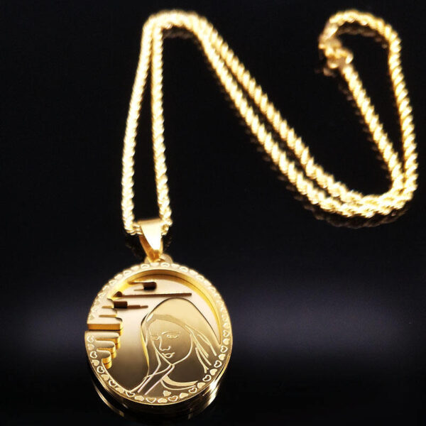 KOMI Embossed Madonna Pendant Lady Faithful Necklace Stainless Steel Necklace