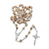 Komi Glass Stone Beads Crucifix Cross Pendant Catholicism Religious Gift Cross Rosary Necklace