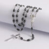 Komi Hot Sell Rosary Black Gallstones Necklaces Jesus Virgin Mary Catholic Religious Rosary Necklace for Pary