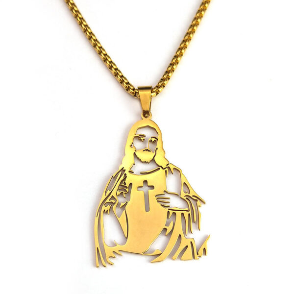 Komi 2023 New Stainless Steel Cross Pendant Necklace Men's and Women's Gold Chain Beads Pendant Titanium Steel Jewelry