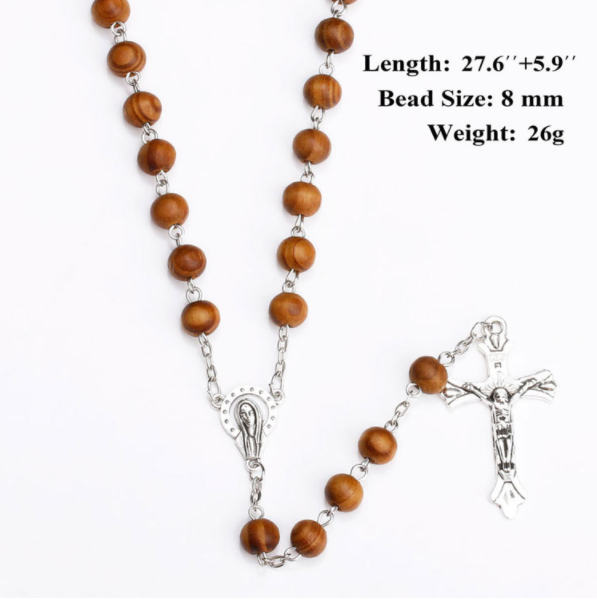 fffcdb50f15e2e6c2df55dd0b0e811d3_H478c2f03320d41a7aa8c3629d36b59aeb_avif=close&webp=close Hot Sell Rosary 8mm Wood Beads Cross Jesus Christ Maria Necklace for Pray