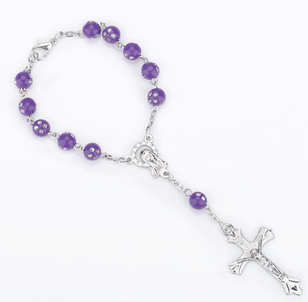 wechat_2025-08-02_090738_105 Religious Accessories Multi-colored Acrylic Rosary Beads Bracelet Catholic Cross Bracelet