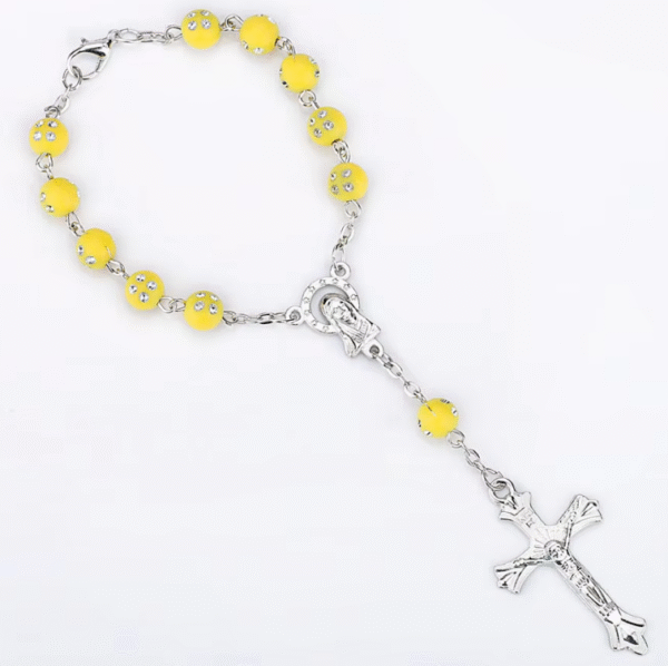 wechat_2025-08-02_090750_282 Religious Accessories Multi-colored Acrylic Rosary Beads Bracelet Catholic Cross Bracelet